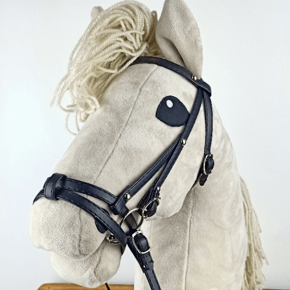 Ogłowie CZARNE dla Hobby Horse (Duży A3)